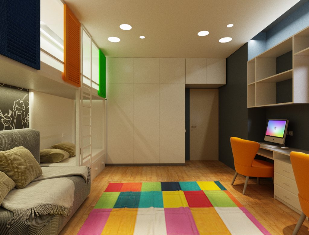 Architectural project of the family house Kidsroom